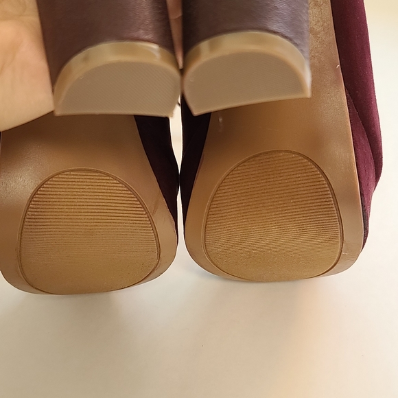 SHOE DAZZLE Marlena Maroon Peep Toe Ankle Strap Platform Heels Size 8 - Picture 9 of 16